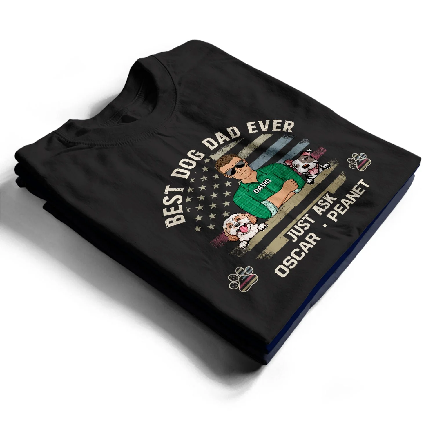 Best Dog Dad Dog Mom Ever - Birthday, Loving Gift For Daddy, Father, Mother, Pet Lovers - Personalized Custom T Shirt - Image 2