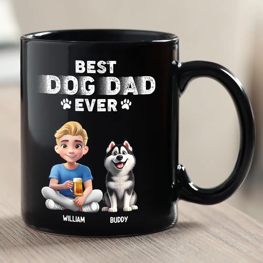 Best Dog Dad Ever 3D Effect - Personalized Black Mug