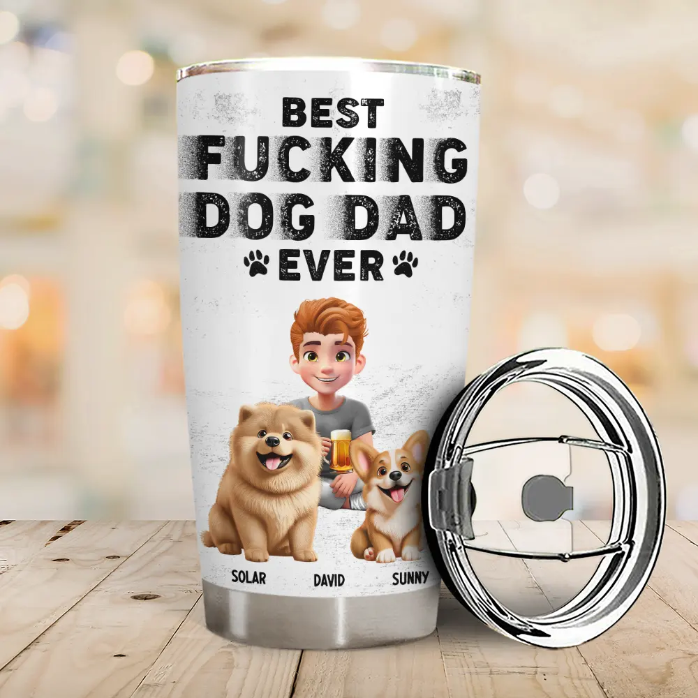 Best Dog Dad Ever 3D Effect - Personalized Tumbler - Image 2