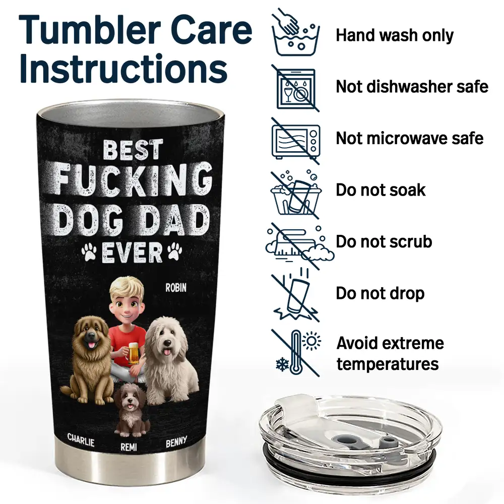 Best Dog Dad Ever 3D Effect - Personalized Tumbler - Image 5