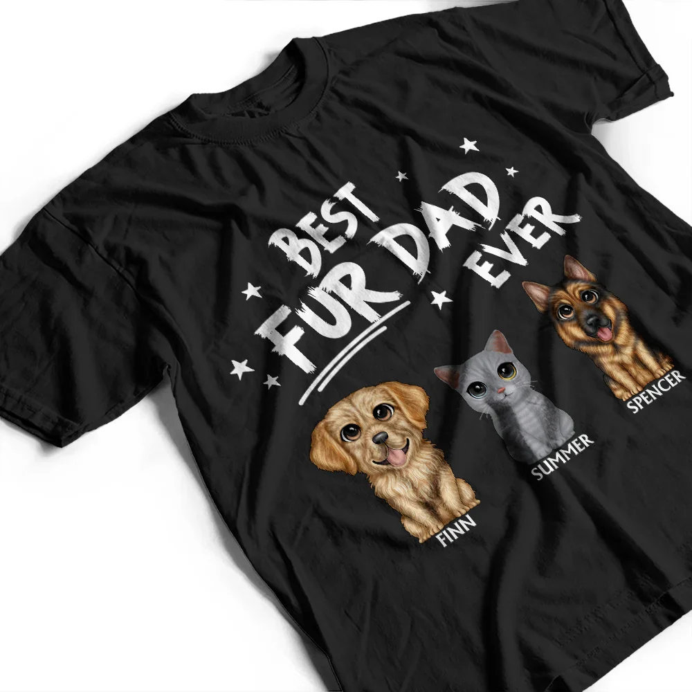 Best Dog Dad Ever Cute Cat Dog - Personalized T Shirt - Image 5
