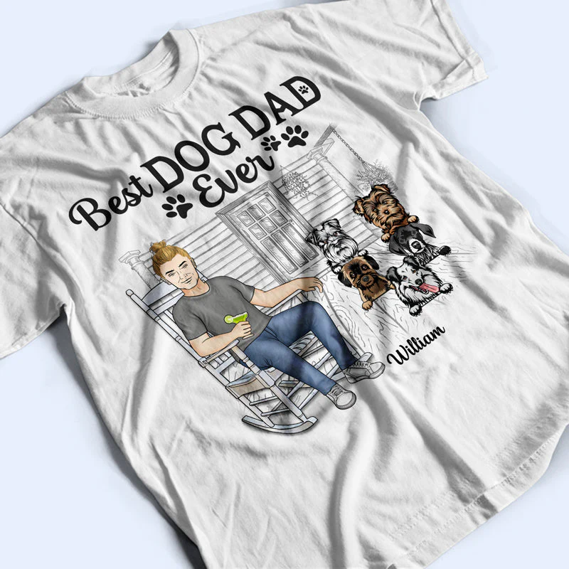 Best Dog Dad Ever - Father Gifts - Personalized Custom T Shirt - Image 3