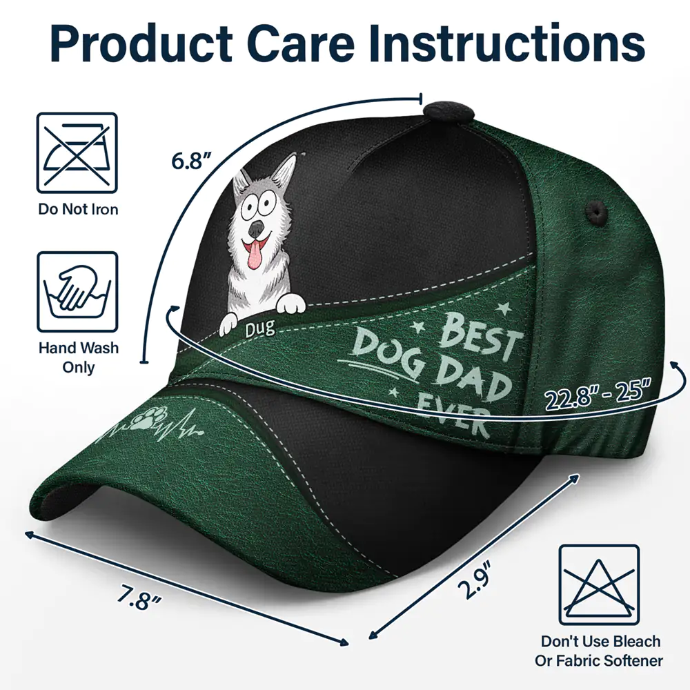 Best Dog Dad Ever Funny Cartoon Pet - Personalized Classic Cap - Image 7