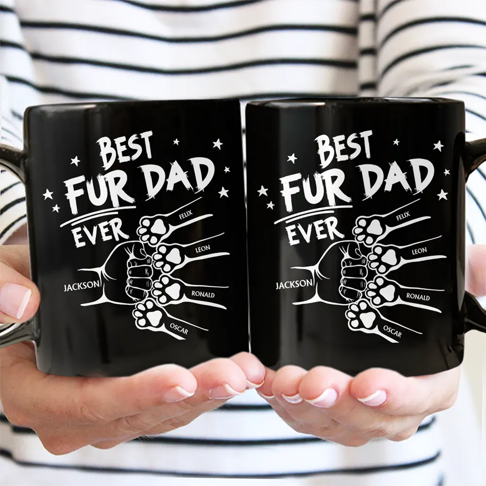 Best Dog Dad Ever Hand Punch - Personalized Mug - Image 4