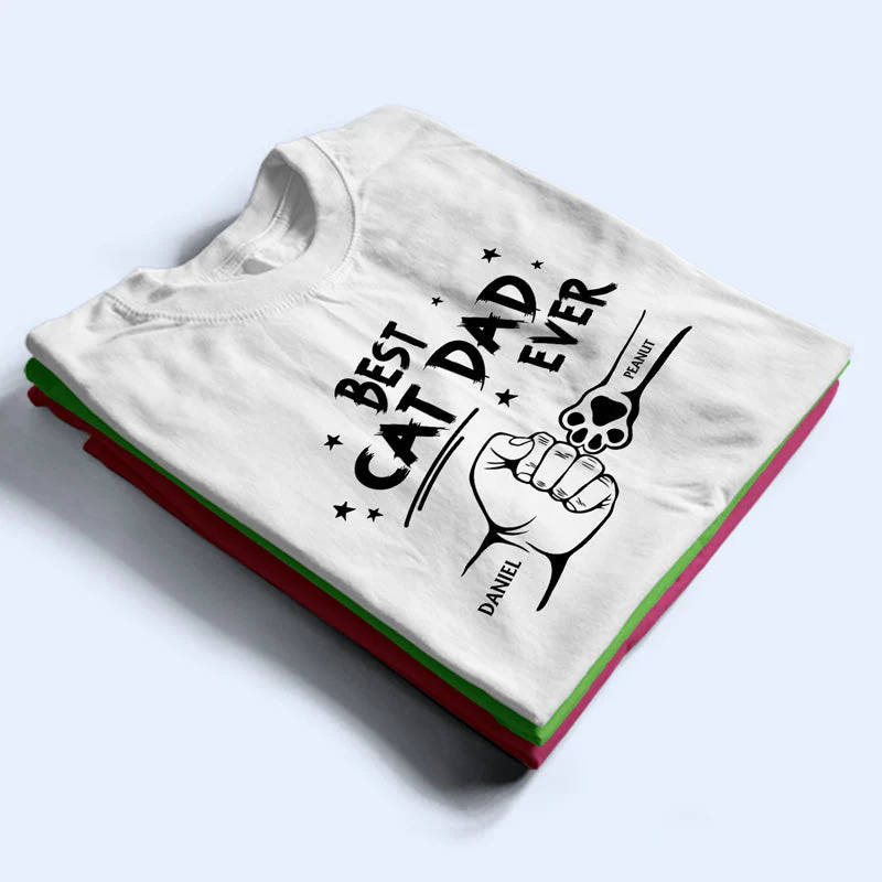 Best Dog Dad Ever Hand Punch - Personalized T Shirt - Image 3