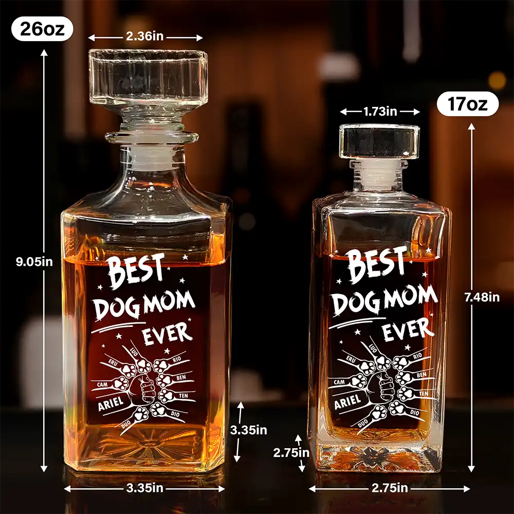 Best Dog Dad Ever - Personalized Square Whiskey Bottle - Image 5