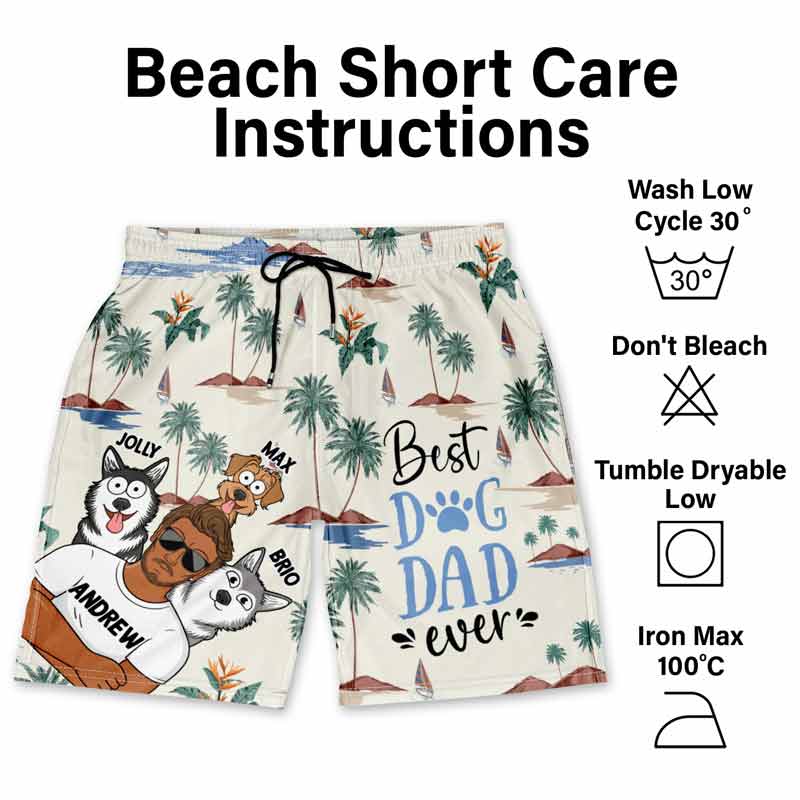 Best Dog Dad Ever - Personalized Unisex Beach Shorts - Image 6