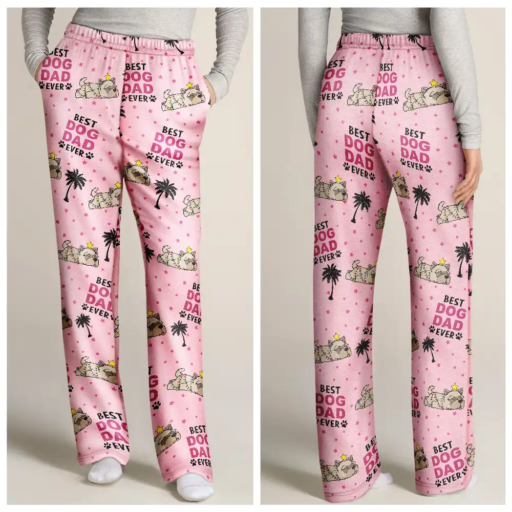 Best Dog Mom Dad Ever Lying Dog - Personalized Pajama Pants - Image 3