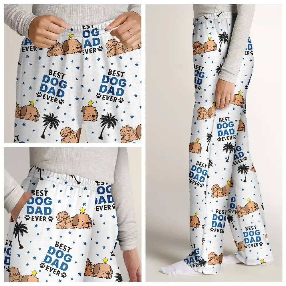 Best Dog Mom Dad Ever Lying Dog - Personalized Pajama Pants - Image 7