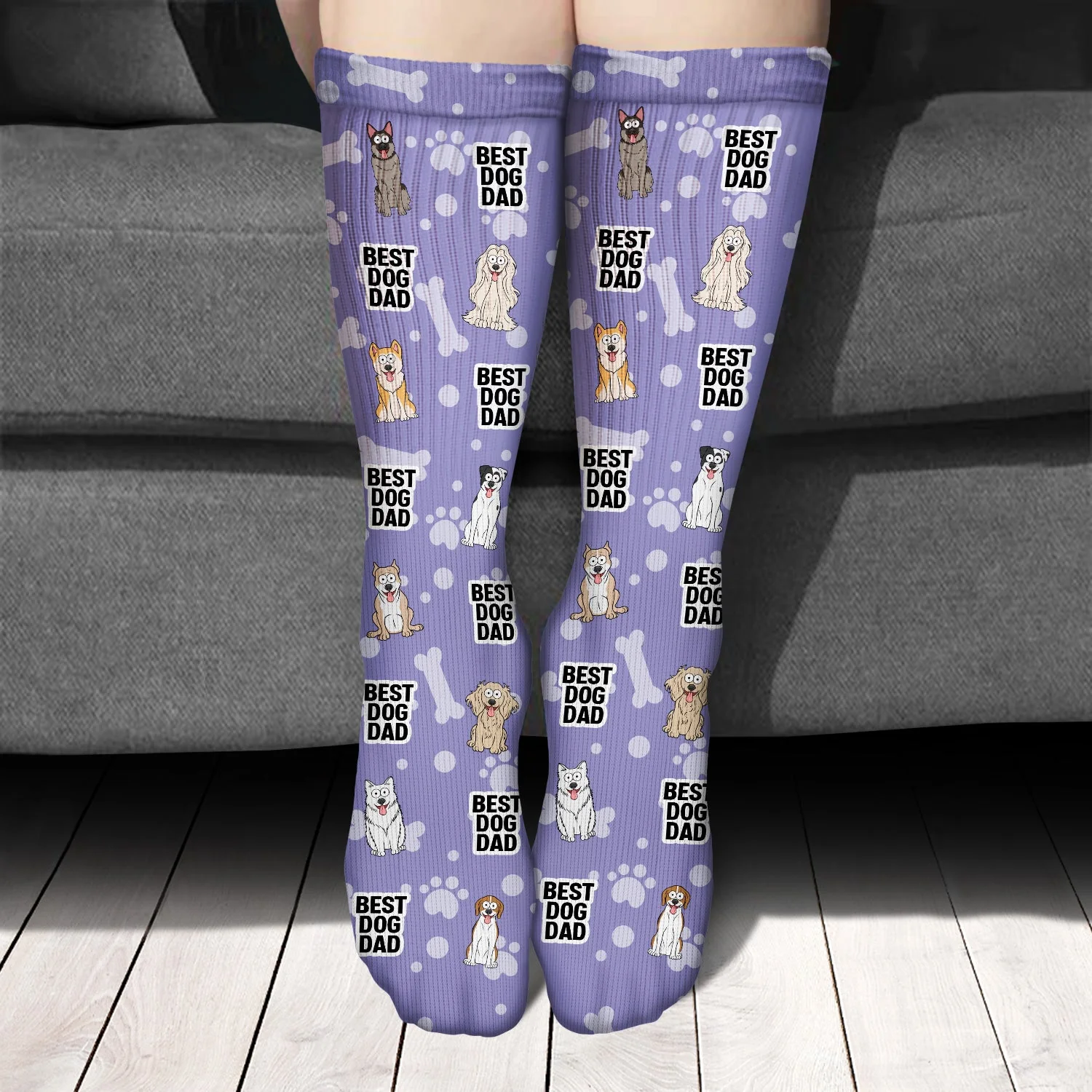 Best Dog Mom & Dad - Gift For Dog Lovers - Personalized Socks - Image 3