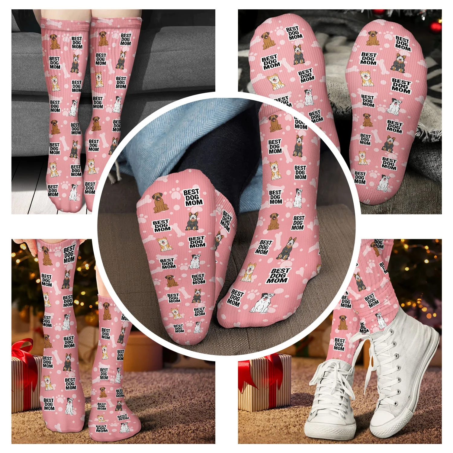 Best Dog Mom & Dad - Gift For Dog Lovers - Personalized Socks - Image 4
