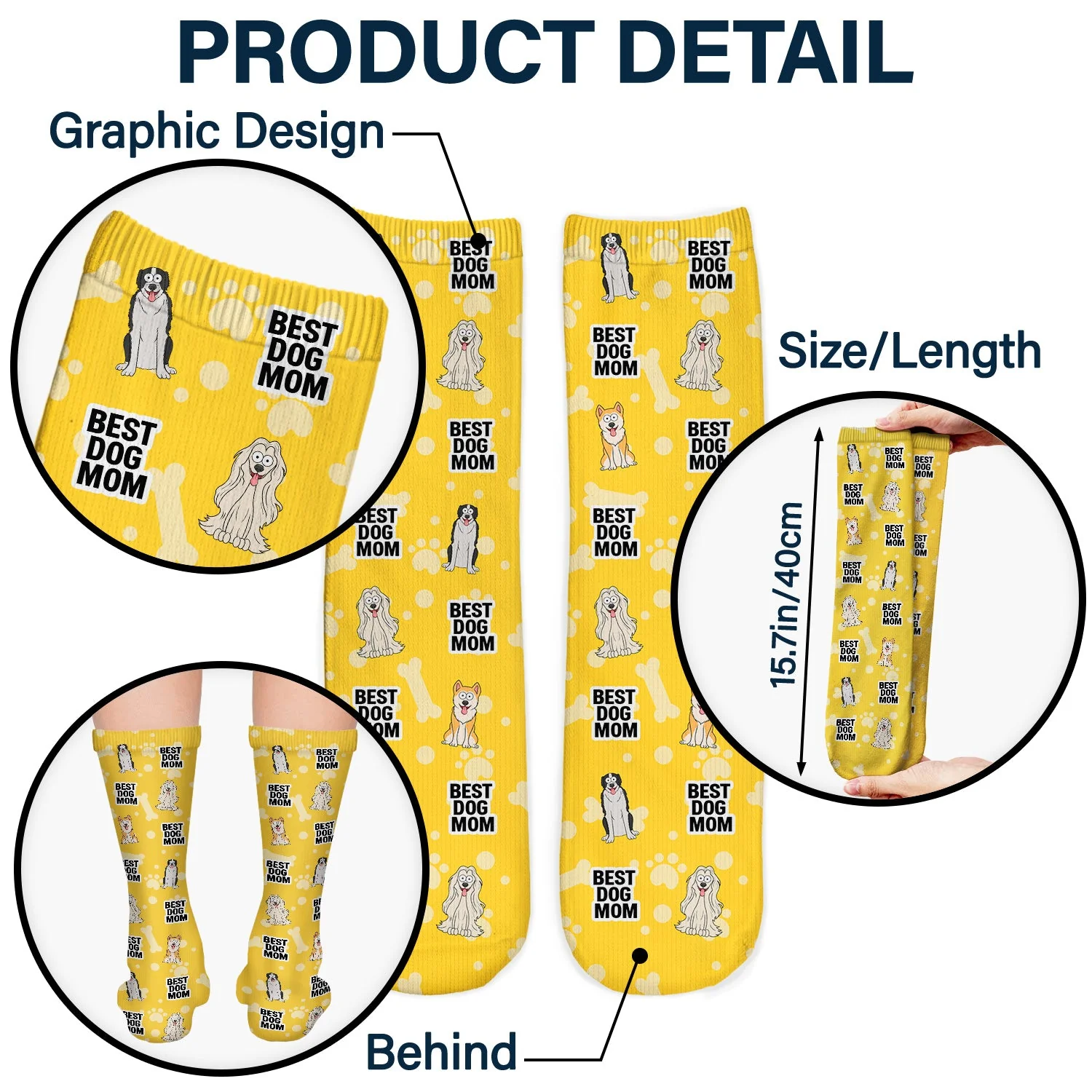 Best Dog Mom & Dad - Gift For Dog Lovers - Personalized Socks - Image 5