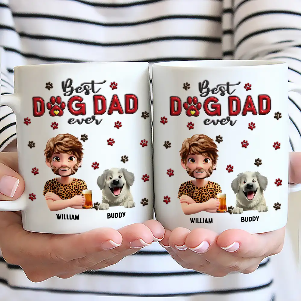 Best Dog Mom Dog Dad 3D - Personalized Mug - Image 2