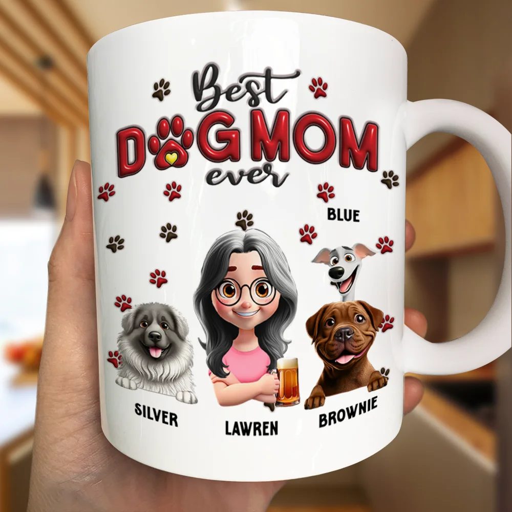 Best Dog Mom Dog Dad 3D - Personalized Mug - Image 3