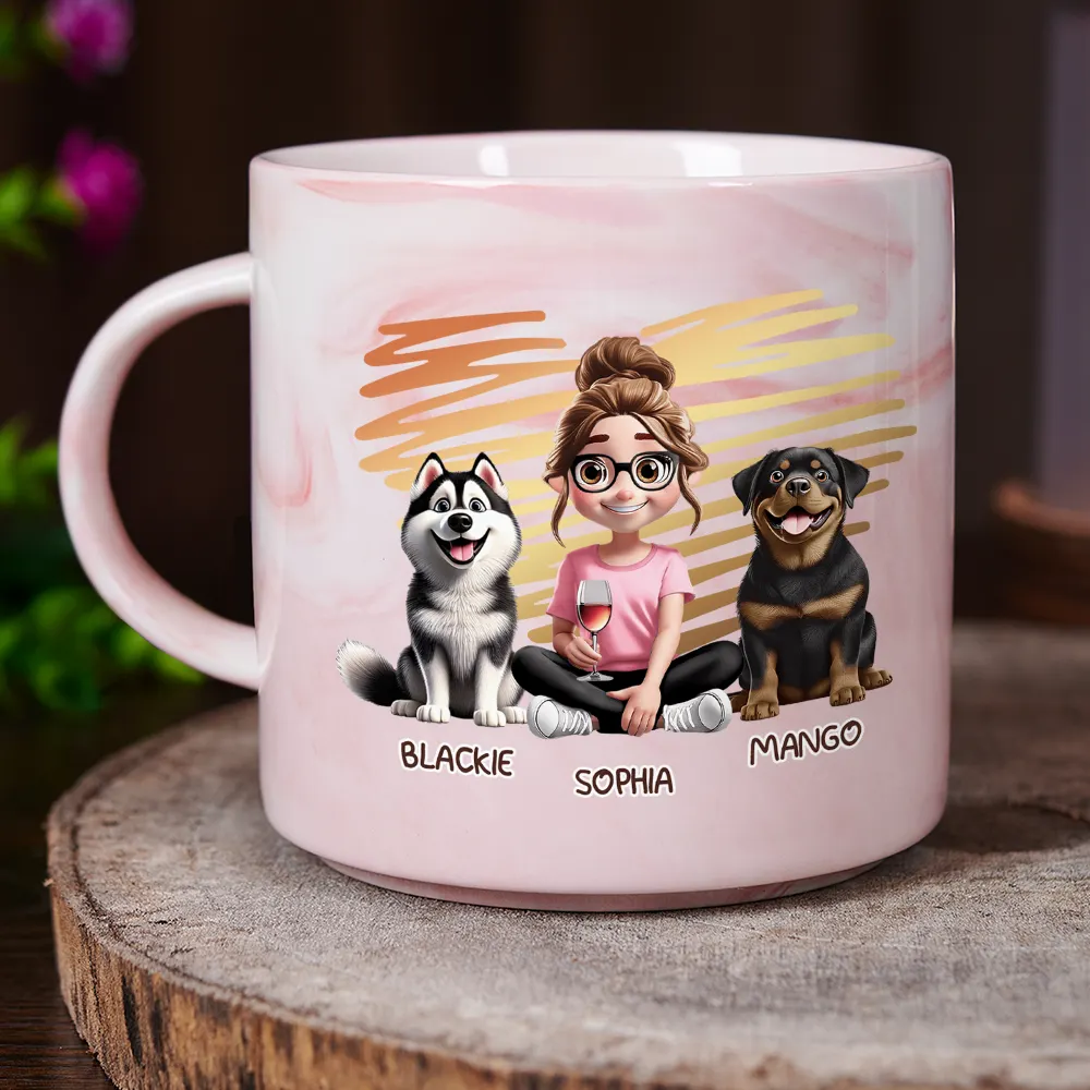 Best Dog Mom Ever 3D Effect - Personalized Marble Mug - Image 3
