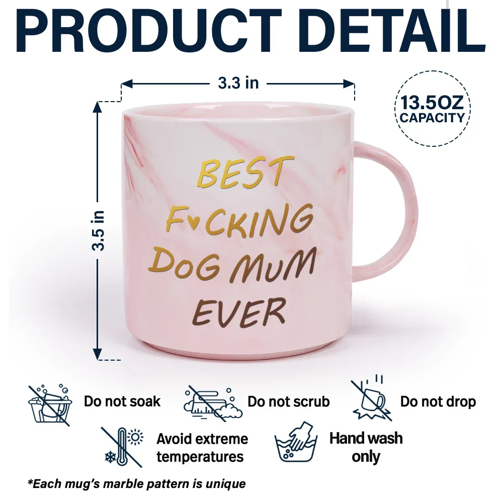 Best Dog Mom Ever 3D Effect - Personalized Marble Mug - Image 5