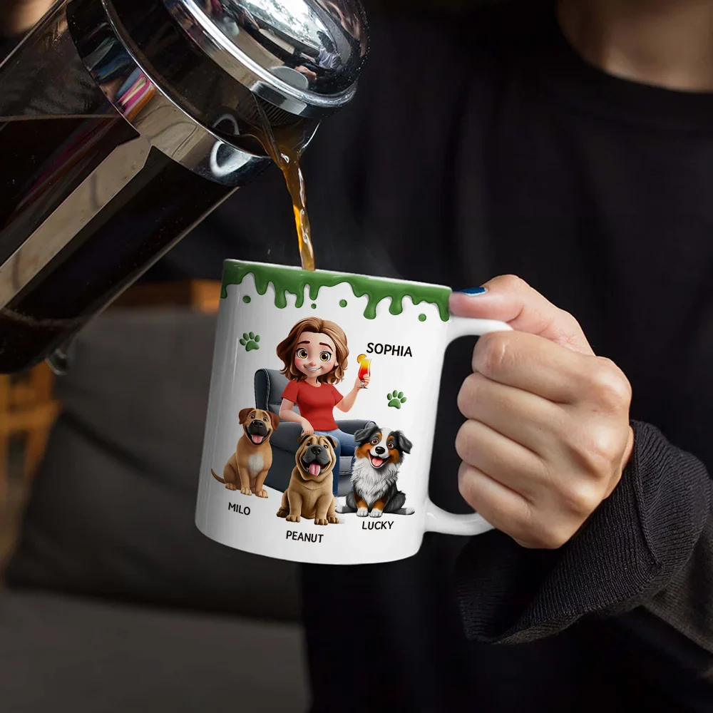 Best Dog Mom Ever 3D Effect - Personalized White Edge-to-Edge Mug - Image 4