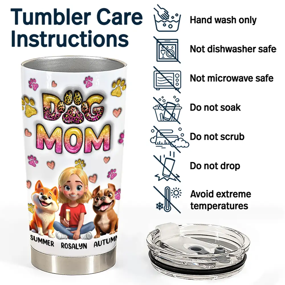 Best Dog Mom Ever A Woman And Her Dogs - 3D Inflated Effect Printed Tumbler, Personalized Tumbler - Image 5
