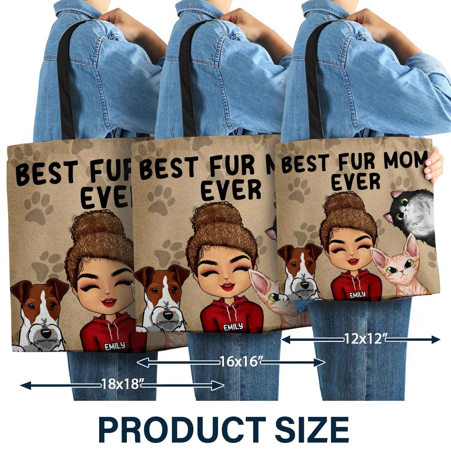 Best Dog Mom Ever - Birthday, Funny Gift For Her, Cat Lovers, Dog Lovers - Personalized Zippered Canvas Bag - Image 3