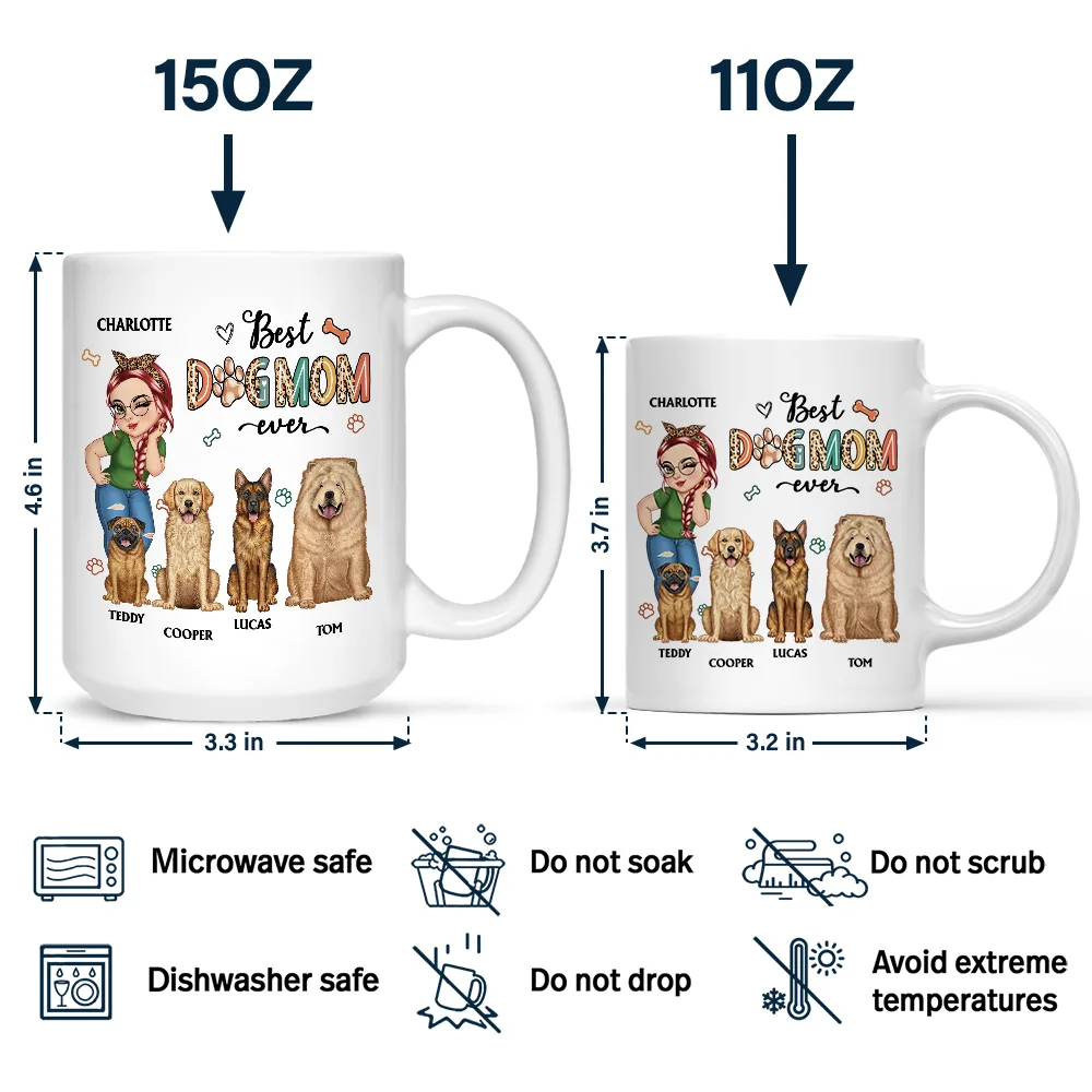 Best Dog Mom Ever Cartoon Woman - Personalized Mug - Image 4