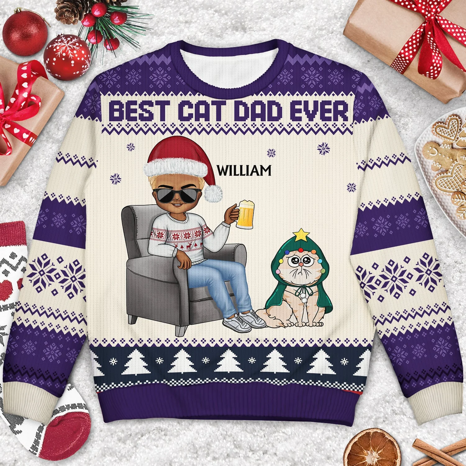 Best Dog Mom Ever Chibi - Christmas Gift For Dog Lovers, Cat Lovers - Personalized Unisex Ugly Sweater - Image 3