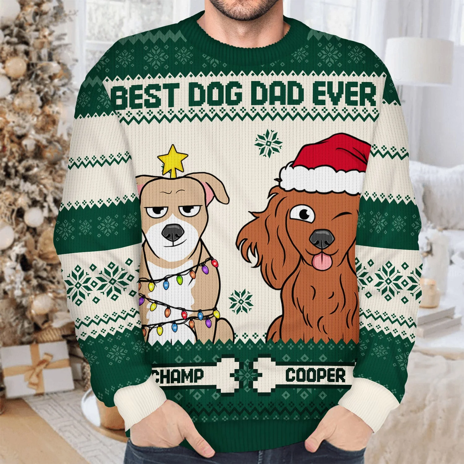 Best Dog Mom Ever - Christmas Gift, Gift For Dog Lovers, Dog Mom, Dog Dad, Pet Lovers - Personalized Unisex Ugly Sweater - Image 4