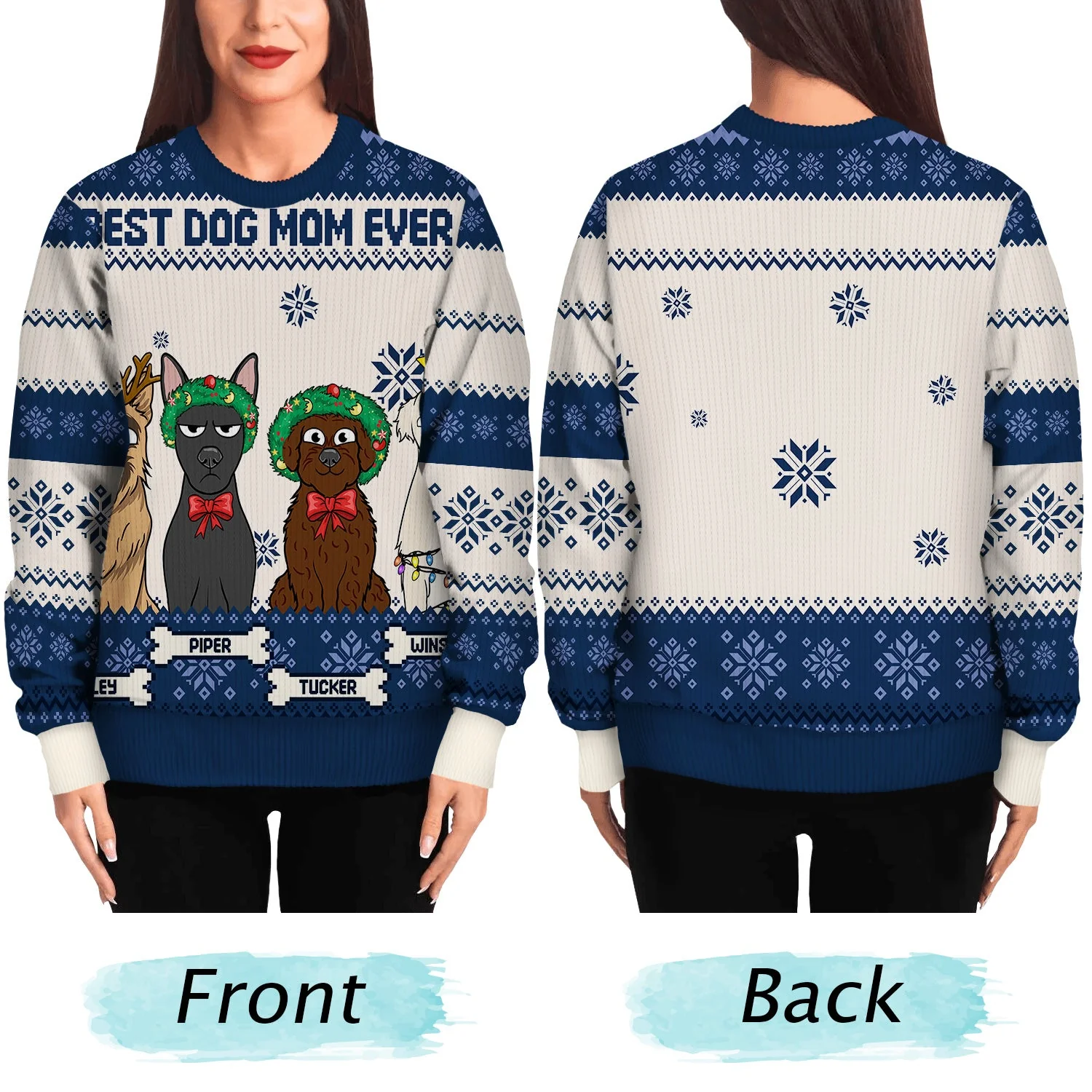 Best Dog Mom Ever - Christmas Gift, Gift For Dog Lovers, Dog Mom, Dog Dad, Pet Lovers - Personalized Unisex Ugly Sweater - Image 5
