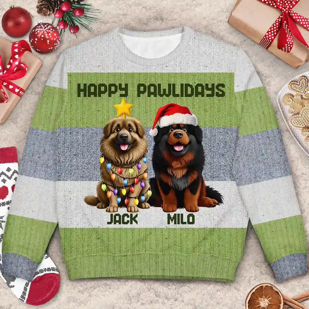 Best Dog Mom Ever Funny 3D Cute Dogs - Personalized Unisex Ugly Sweater - Image 2