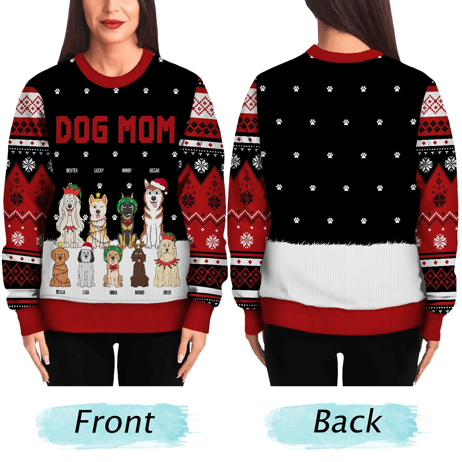Best Dog Mom Ever - Gift For Dog Lovers - Personalized Unisex Ugly Sweater - Image 5