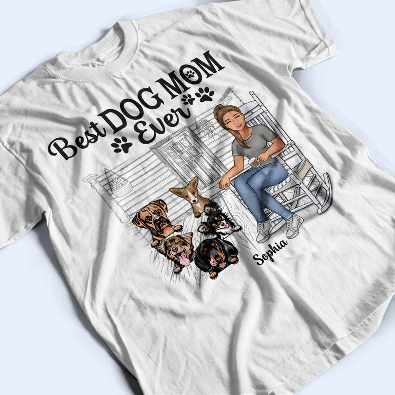 Best Dog Mom Ever - Mother Gifts - Personalized Custom T Shirt - Image 3