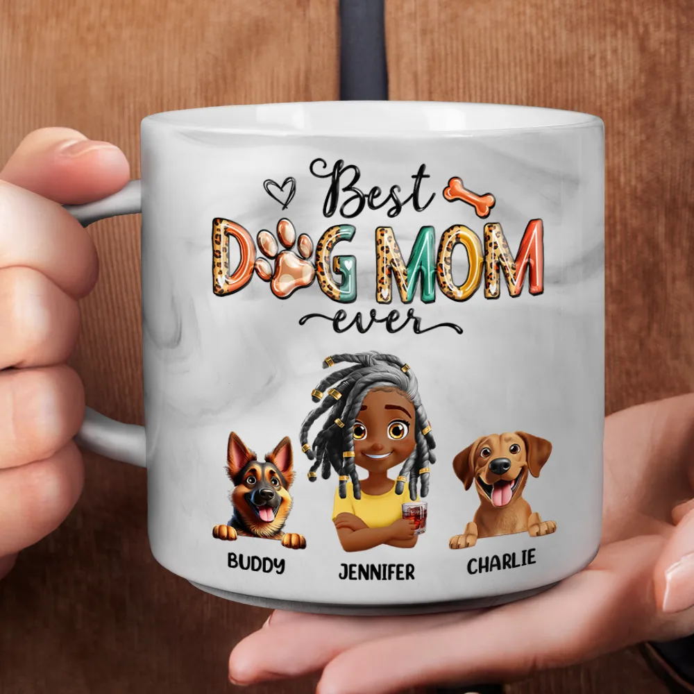 Best Dog Mom Ever - Personalized Marble Mug - Image 4