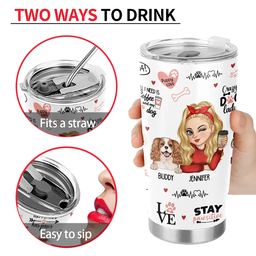Best Dog Mom Puppy Love - Personalized Tumbler - Image 4
