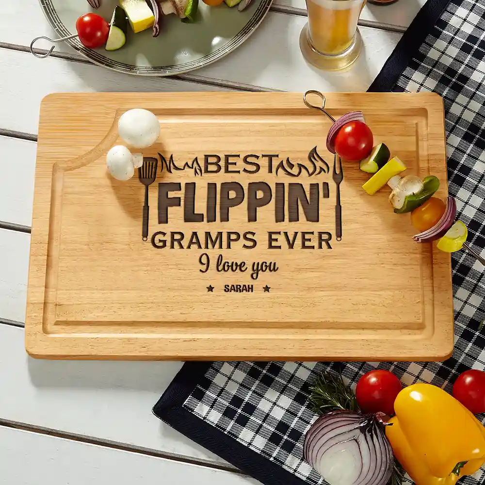 Best Flippin' Dad Ever We Love You - Personalized Wooden Cutting Board - Image 2