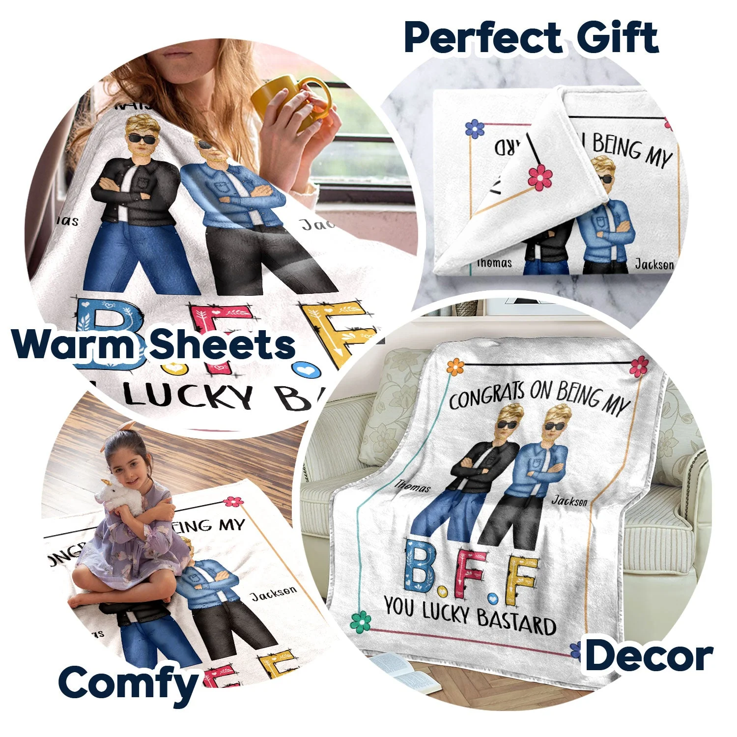 Best Friend Congrats On Being My Bestie - Gift For Bestie - Personalized Fleece Blanket - Image 5