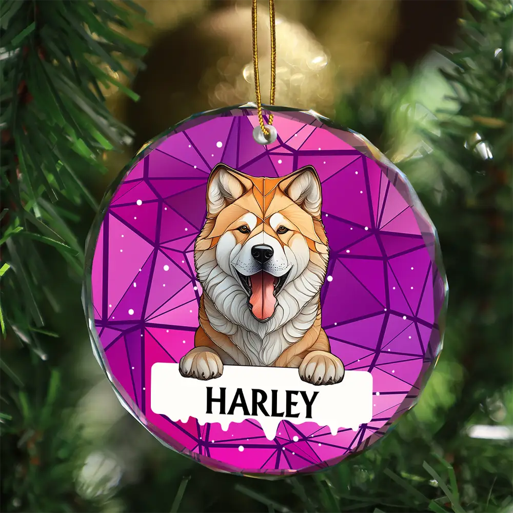 Best Friend For Life Dog Cat Christmas Stained Glass - Personalized Circle Glass Ornament - Image 3