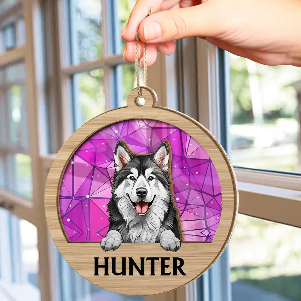 Best Friend For Life Dog Cat Christmas Stained Glass - Personalized Suncatcher Ornament - Image 4