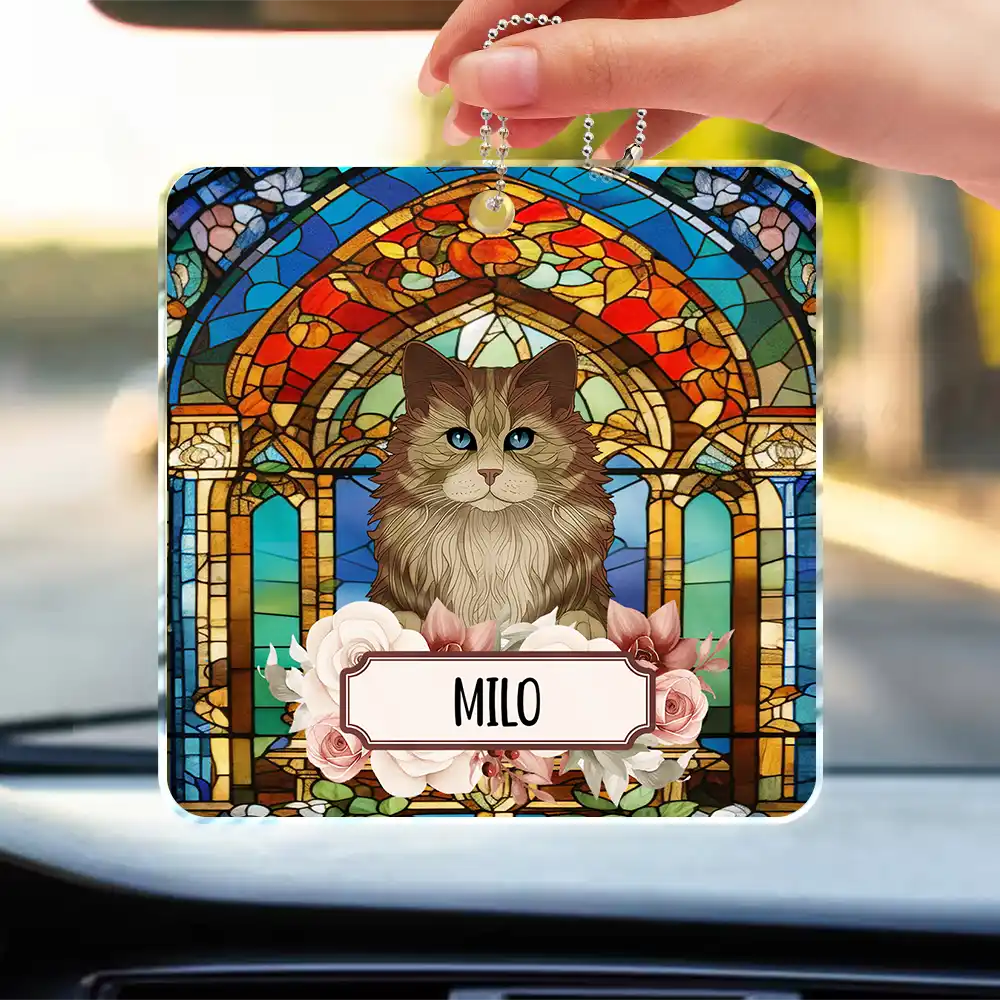 Best Friend For Life Dog Cat Stained Glass - Personalized Acrylic Car Hanger - Image 3
