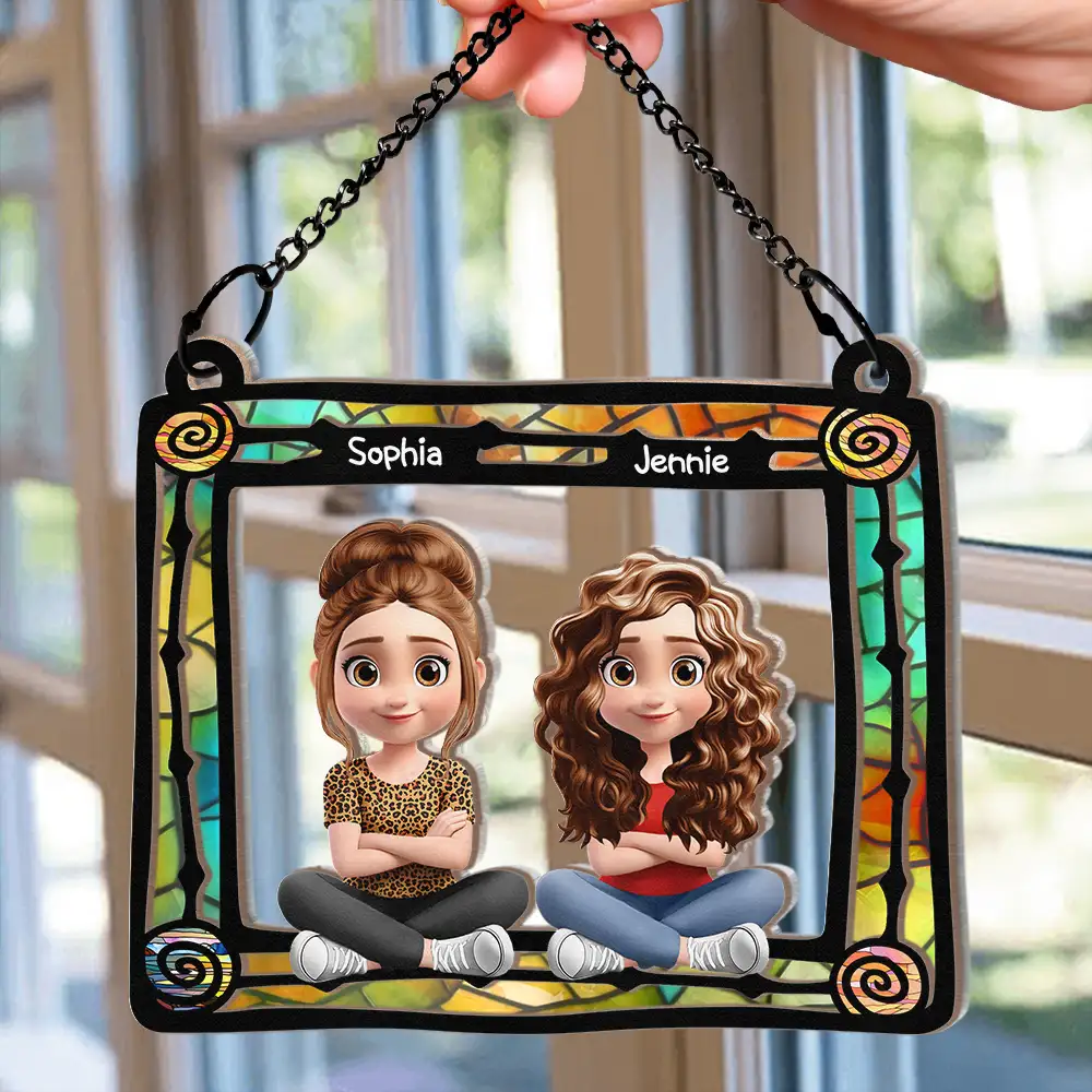 Best Friend Sitting By The Window - Personalized Window Hanging Suncatcher Ornament - Image 2