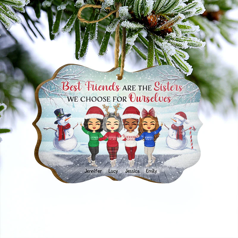 Best Friends Are The Sisters - Christmas Gift For BFF - Personalized Custom Wooden Ornament - Image 3