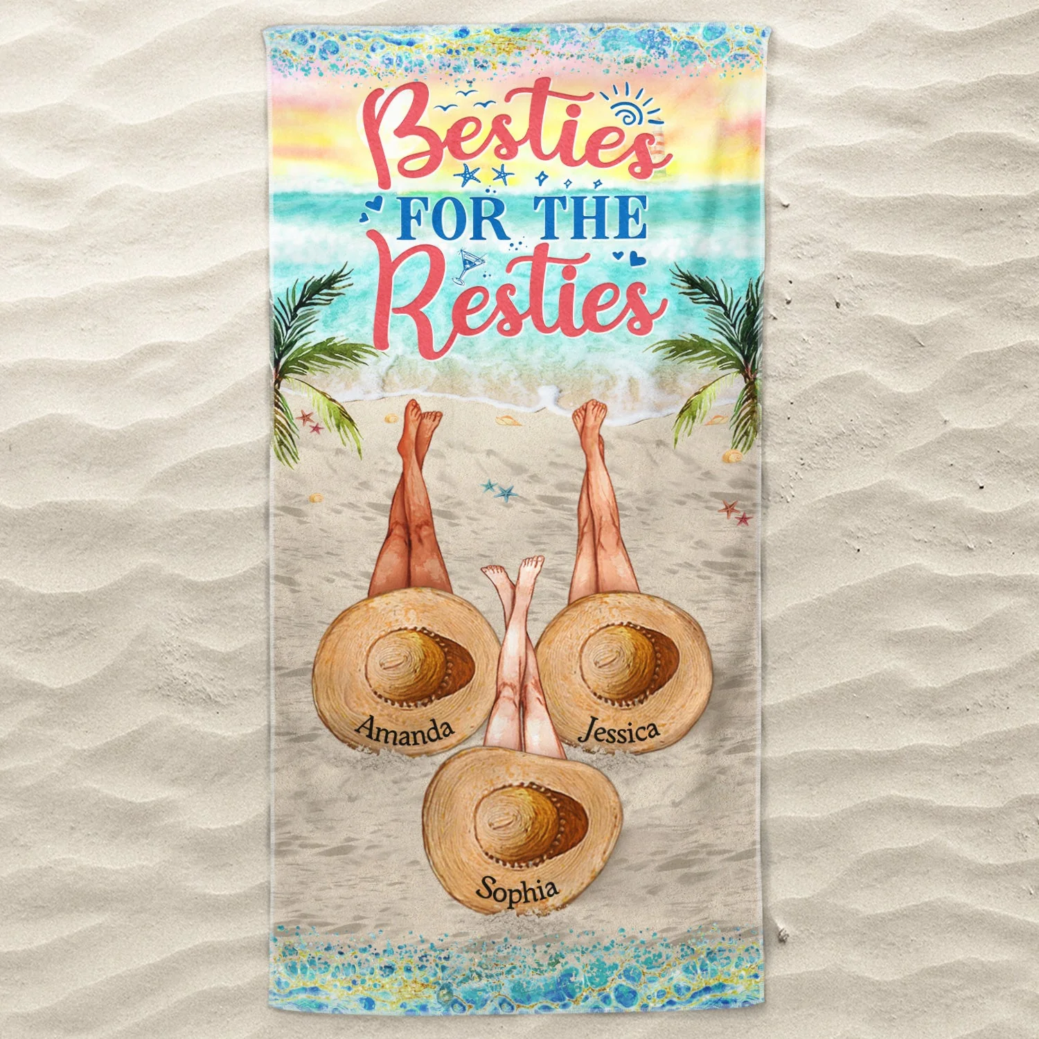 Best Friends Are The Sisters We Choose For Ourselves - Birthday Gift For BFF, Besties, Beach, Travel Lovers - Personalized Custom Beach Towel - Image 3