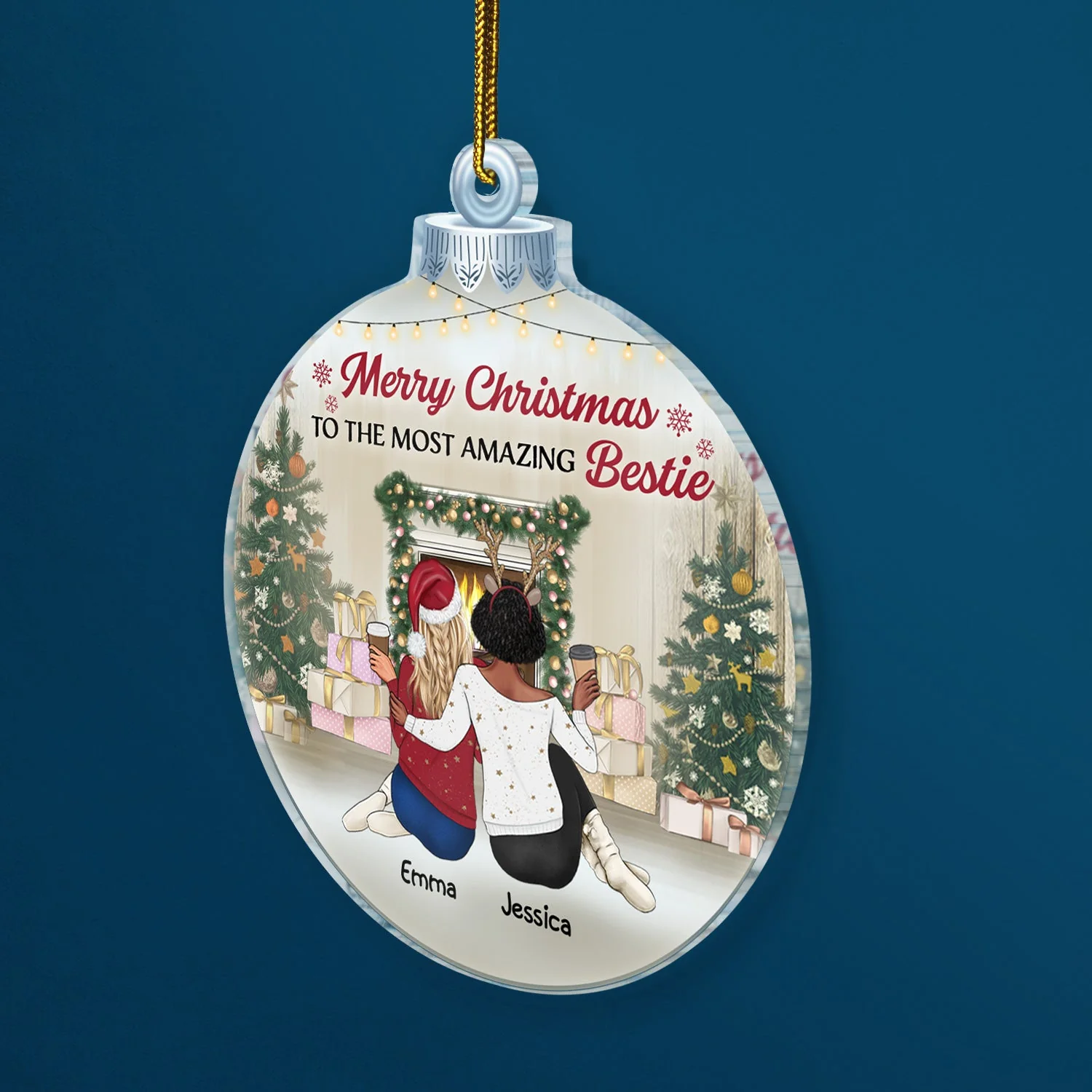 Best Friends Are The Sisters We Choose For Ourselves - Christmas Gift For Besties, Sisters - Personalized Custom Shaped Acrylic Ornament - Image 2