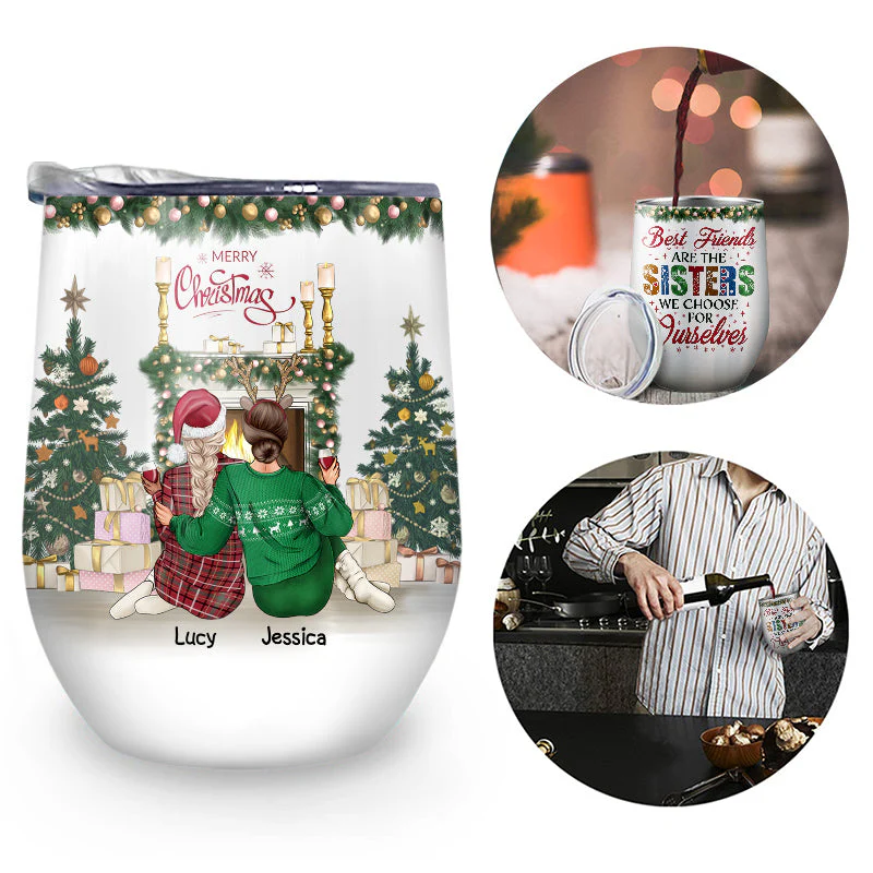 Best Friends Are The Sisters We Choose For Ourselves - Christmas Gift For BFF - Personalized Custom Wine Tumbler - Image 2