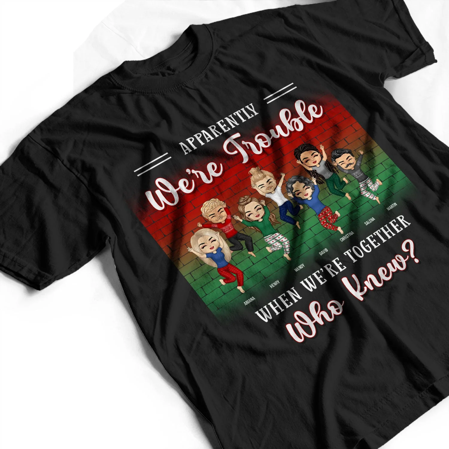 Best Friends Be Naughty Save Santa The Trip - Christmas Gift For Bestie - Personalized Custom T Shirt - Image 3