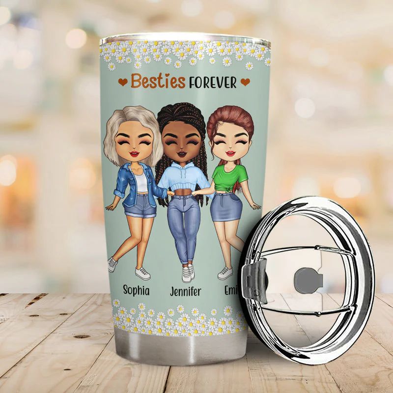 Best Friends Besties Forever - Gift For BFF And Colleagues - Personalized Custom Tumbler - Image 2