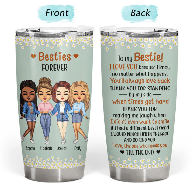 Best Friends Besties Forever - Gift For BFF And Colleagues - Personalized Custom Tumbler - Image 3
