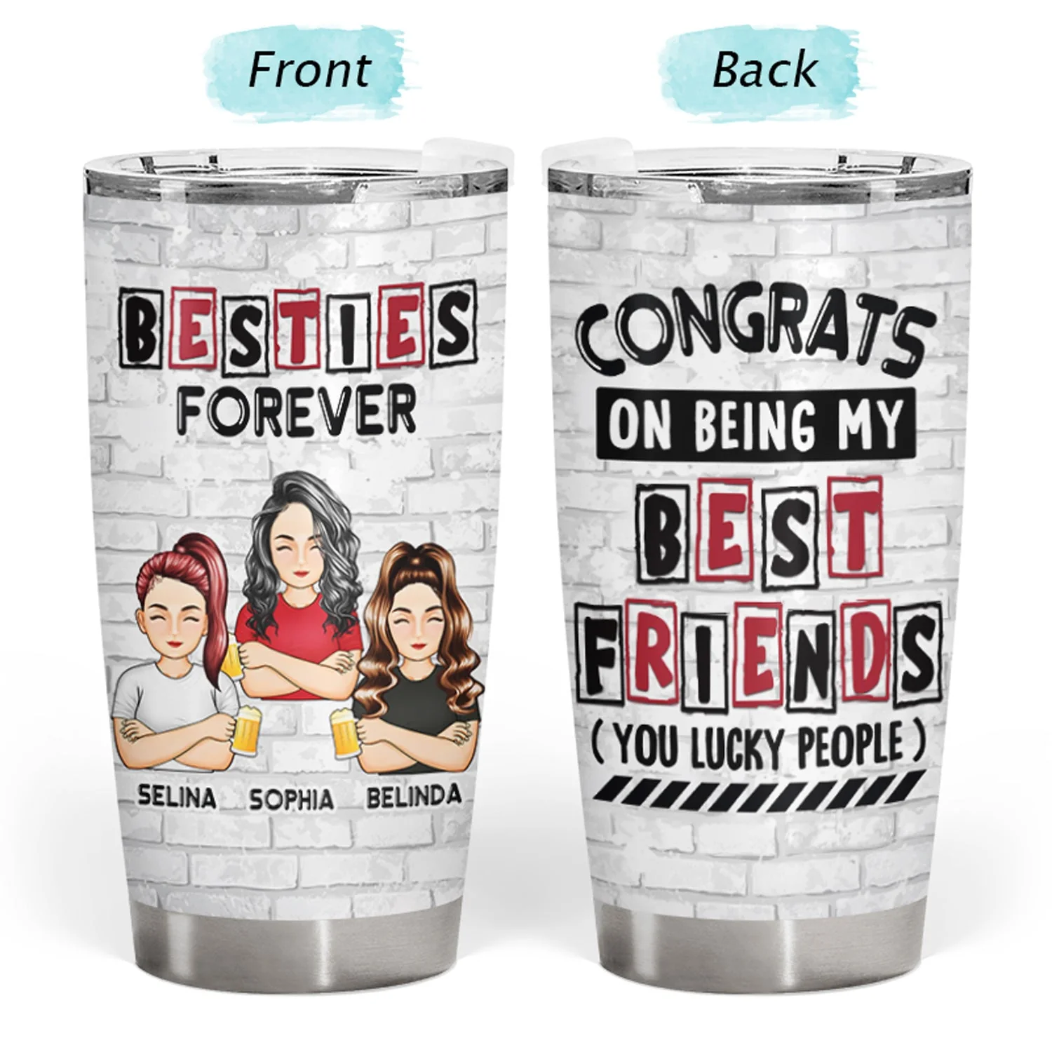 Best Friends Congrats On Being My Bestie - Gift For Bestie - Personalized Tumbler - Image 3