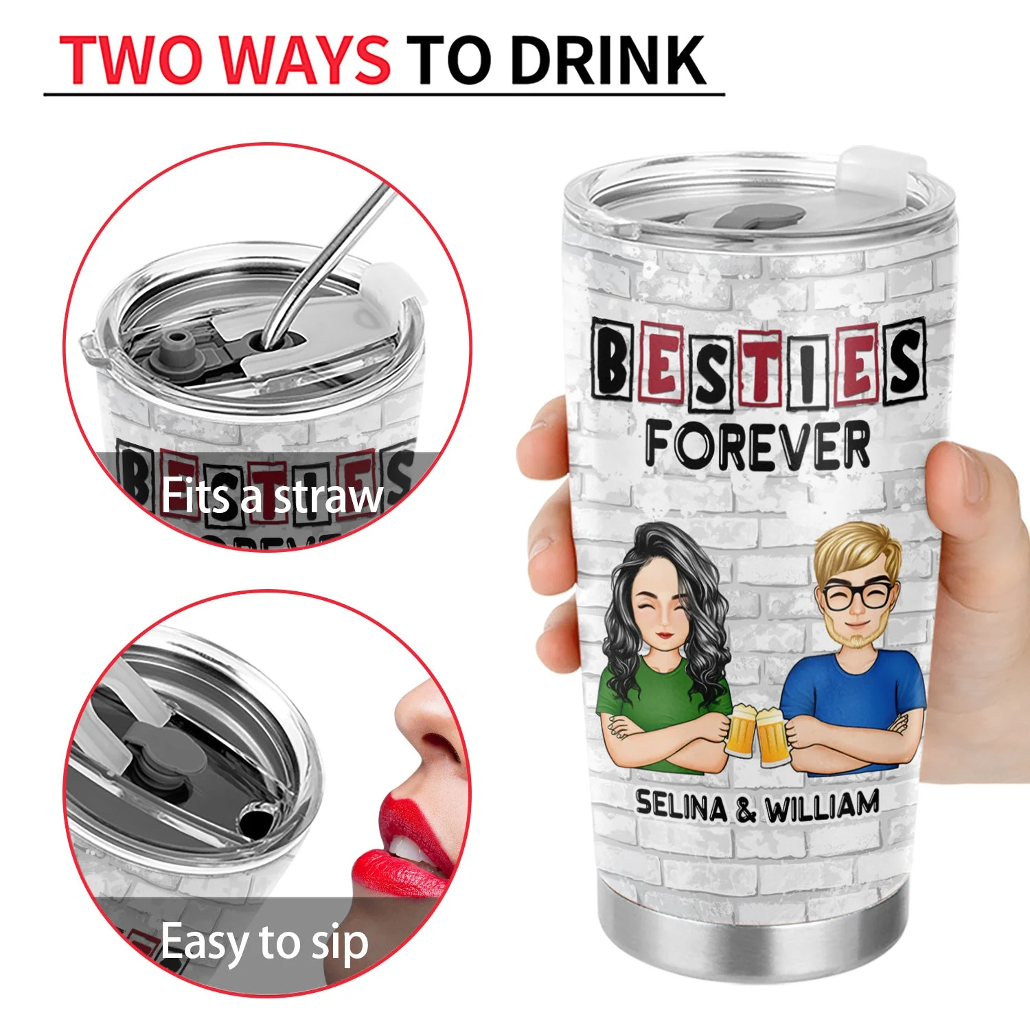 Best Friends Congrats On Being My Bestie - Gift For Bestie - Personalized Tumbler - Image 4