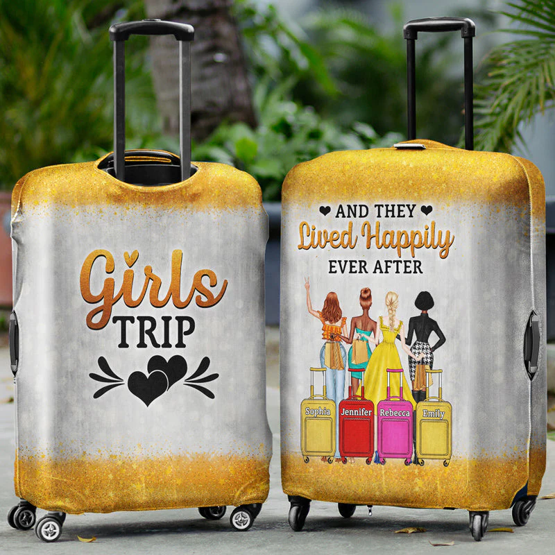 Best Friends Fashion Girls Catch Flights Not Feelings - Gift For BFF And Colleagues - Personalized Custom Luggage Cover - Image 2