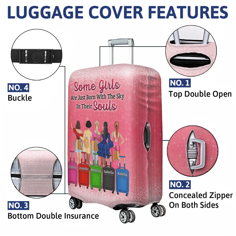 Best Friends Fashion Girls Catch Flights Not Feelings - Gift For BFF And Colleagues - Personalized Custom Luggage Cover - Image 4