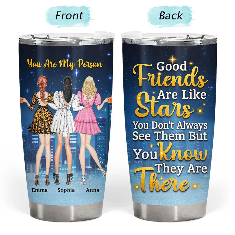 Best Friends Fashion Girls Good Friends Are Like Stars - Gift For BFF And Colleagues - Personalized Custom Tumbler - Image 3